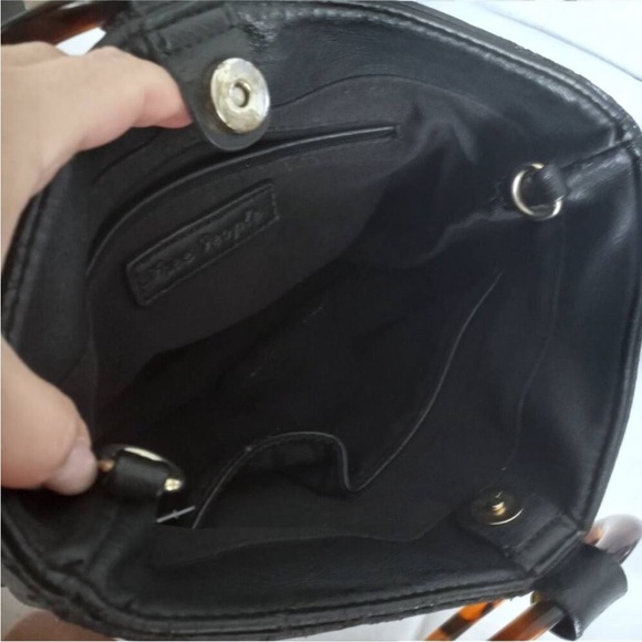 Boho Chic Free People Pascal Black Tortoise Ring Handle Bucket Bag faux leather - Picture 5 of 13